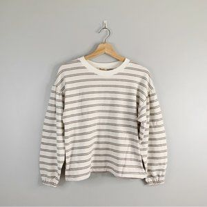 Madewell Cotton Blend Long Sleeve Tee in Stripe T-Shirt Puff Sleeve Relaxed XS